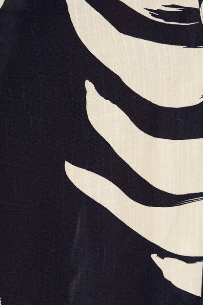 Dreamscape Midi Shirt Dress in Navy and Cream Print