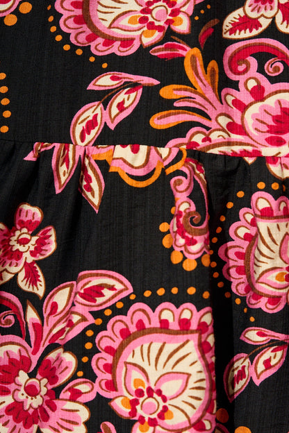 Hillary Shirt Dress in Black and Red with Contrast Trim