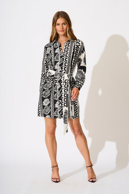 Stellar Shirt Dress in Black and White