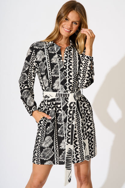 Stellar Shirt Dress in Black and White