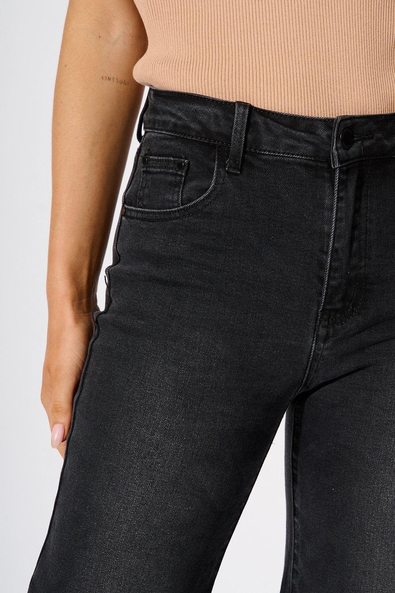 Ocean Road High Rise Wide Leg Jean in Black Denim