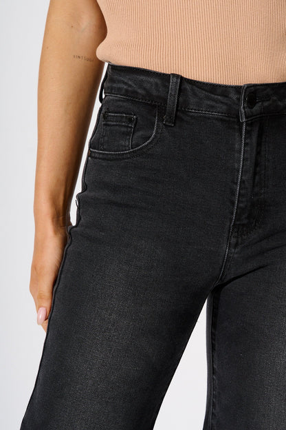 Ocean Road High Rise Wide Leg Jean in Black Denim