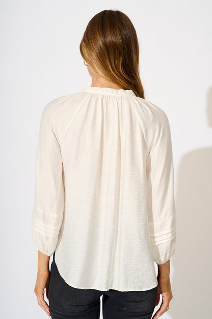 Taleena Top in White Linen Blend