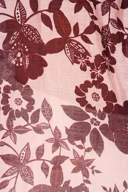 Shelby Top in Pink with Wine Floral Print