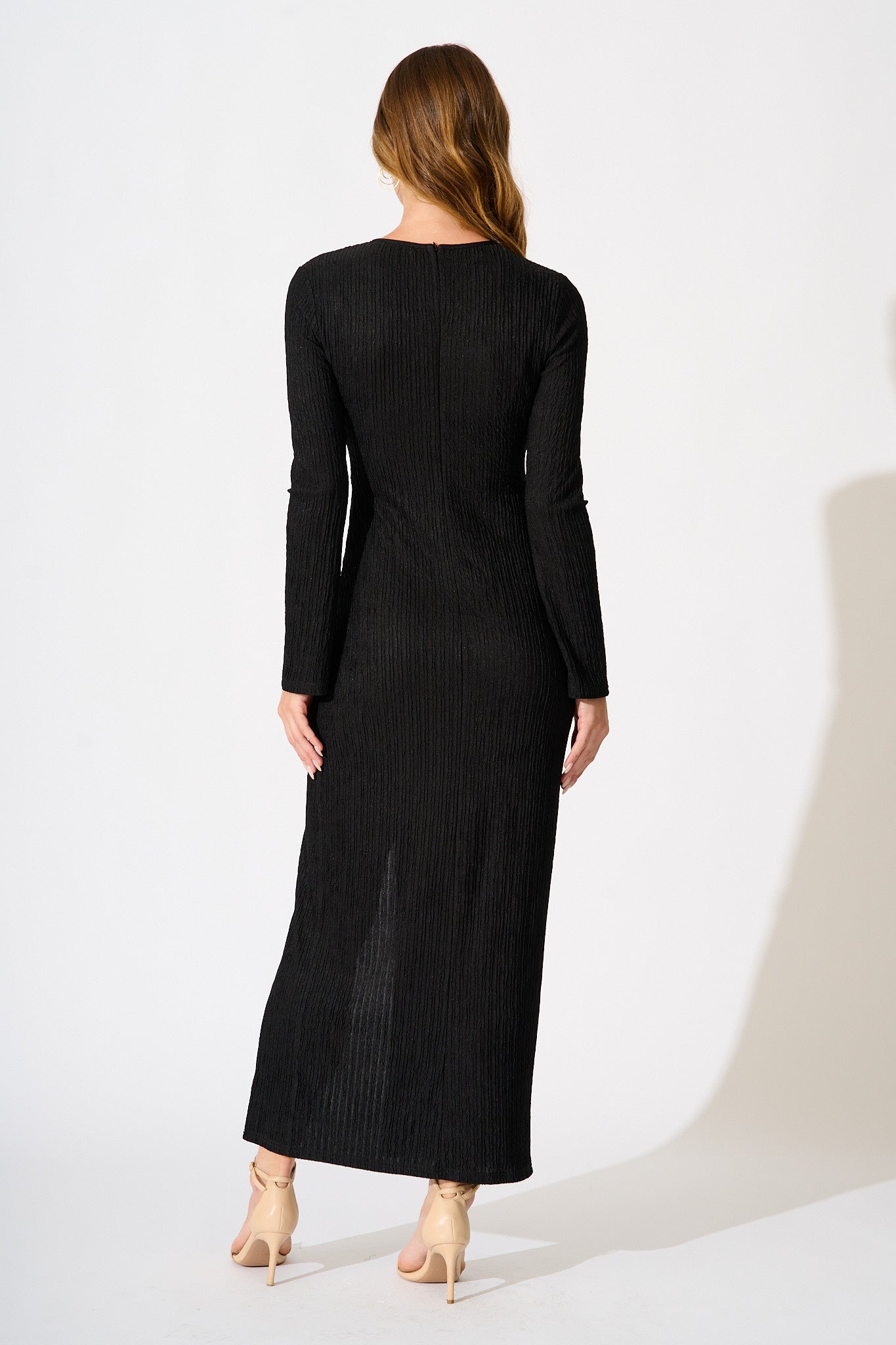 Empress After Dark Maxi Dress in Black Textured Jersey