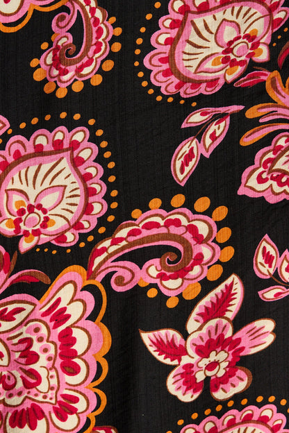 Lumina Midi Dress in Black and Red with Contrast Trim