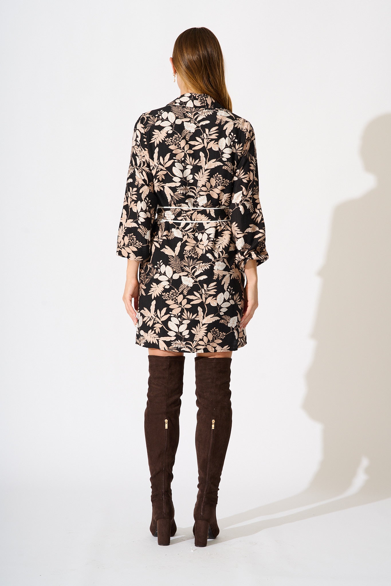 Melrose Shirt Dress in Black Multi