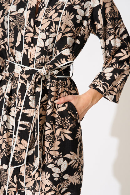 Melrose Shirt Dress in Black Multi