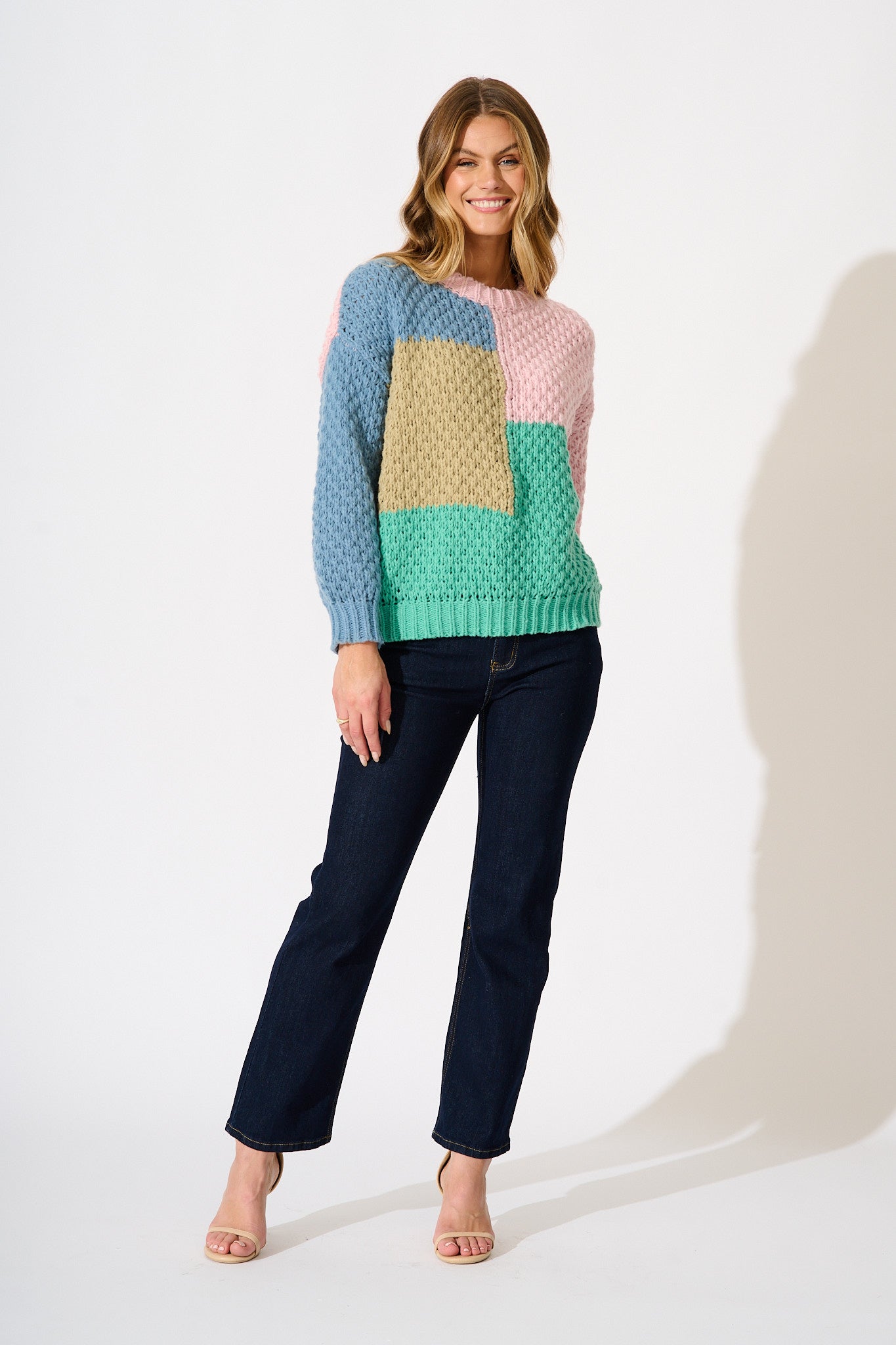 Oakley Knit in Multi Patchwork Wool Blend