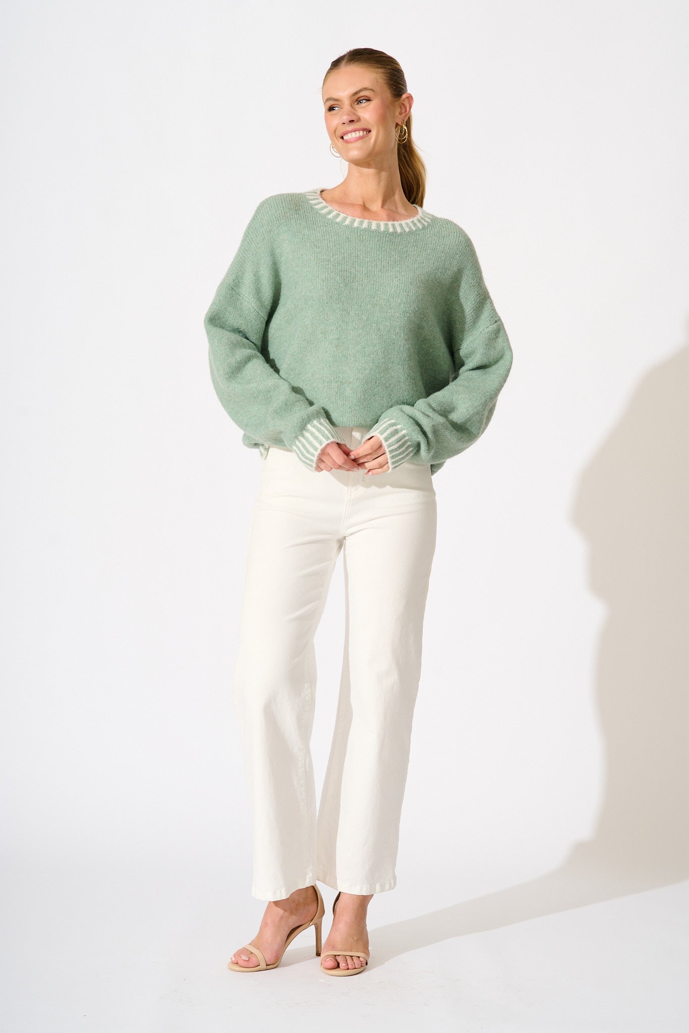 Maggie Knit in Sage Marle Wool Blend