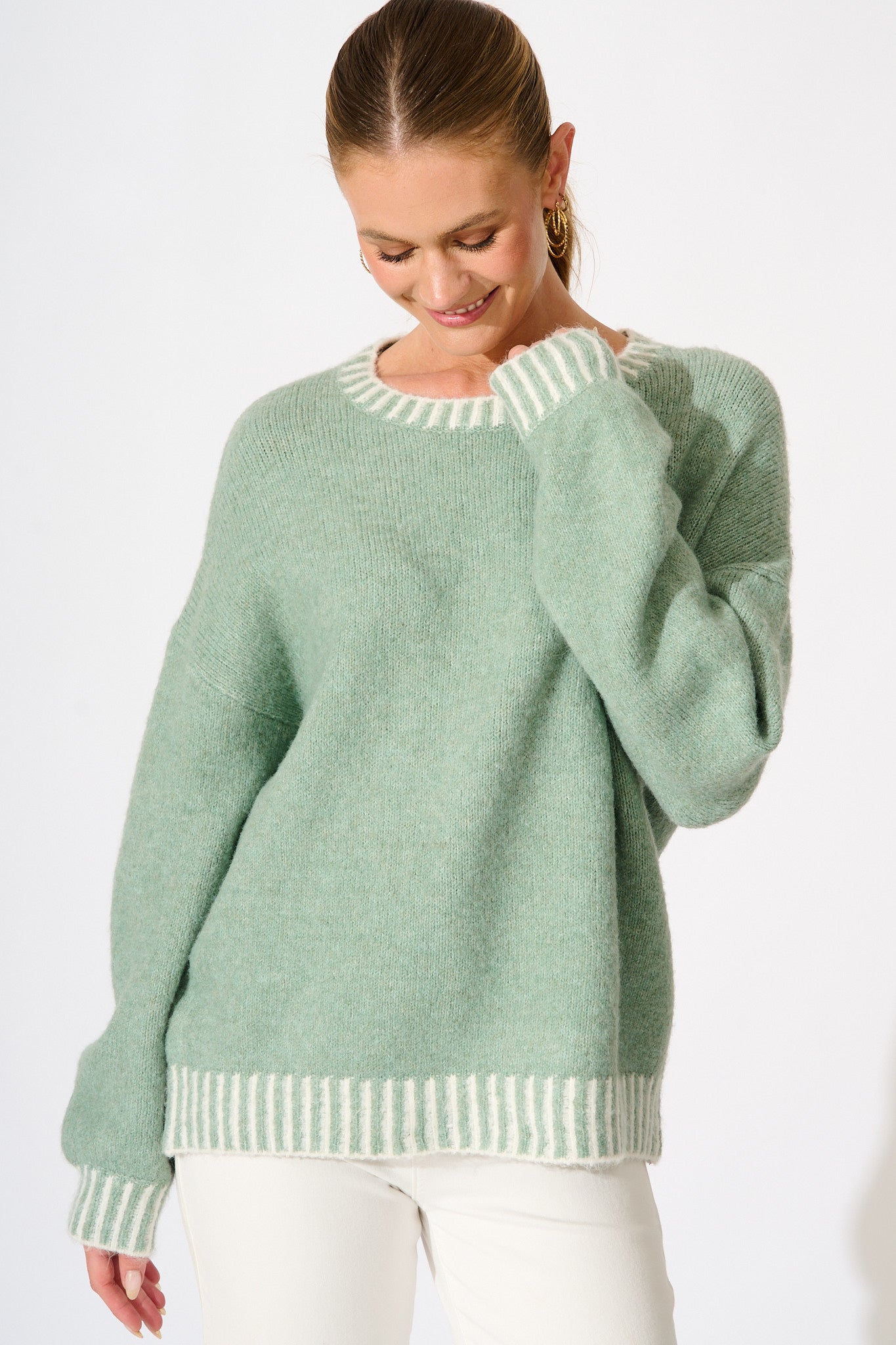 Maggie Knit in Sage Marle Wool Blend
