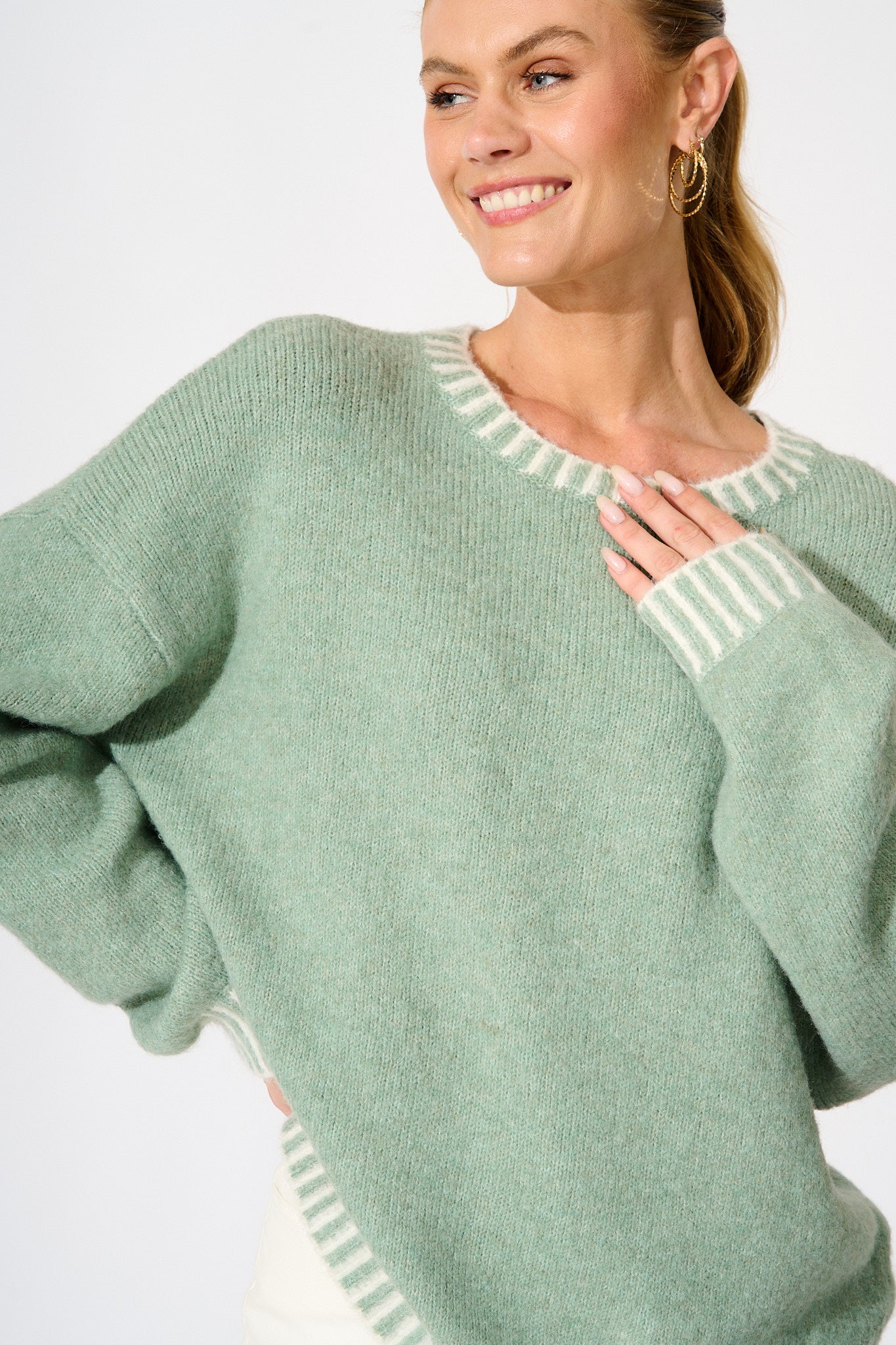 Maggie Knit in Sage Marle Wool Blend