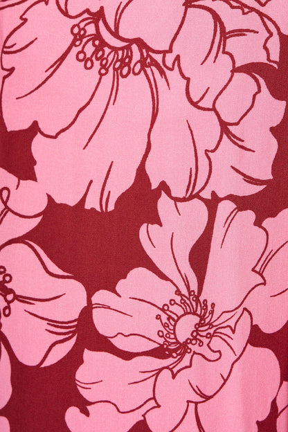 Dreamy Pant in Wine with Pink Floral