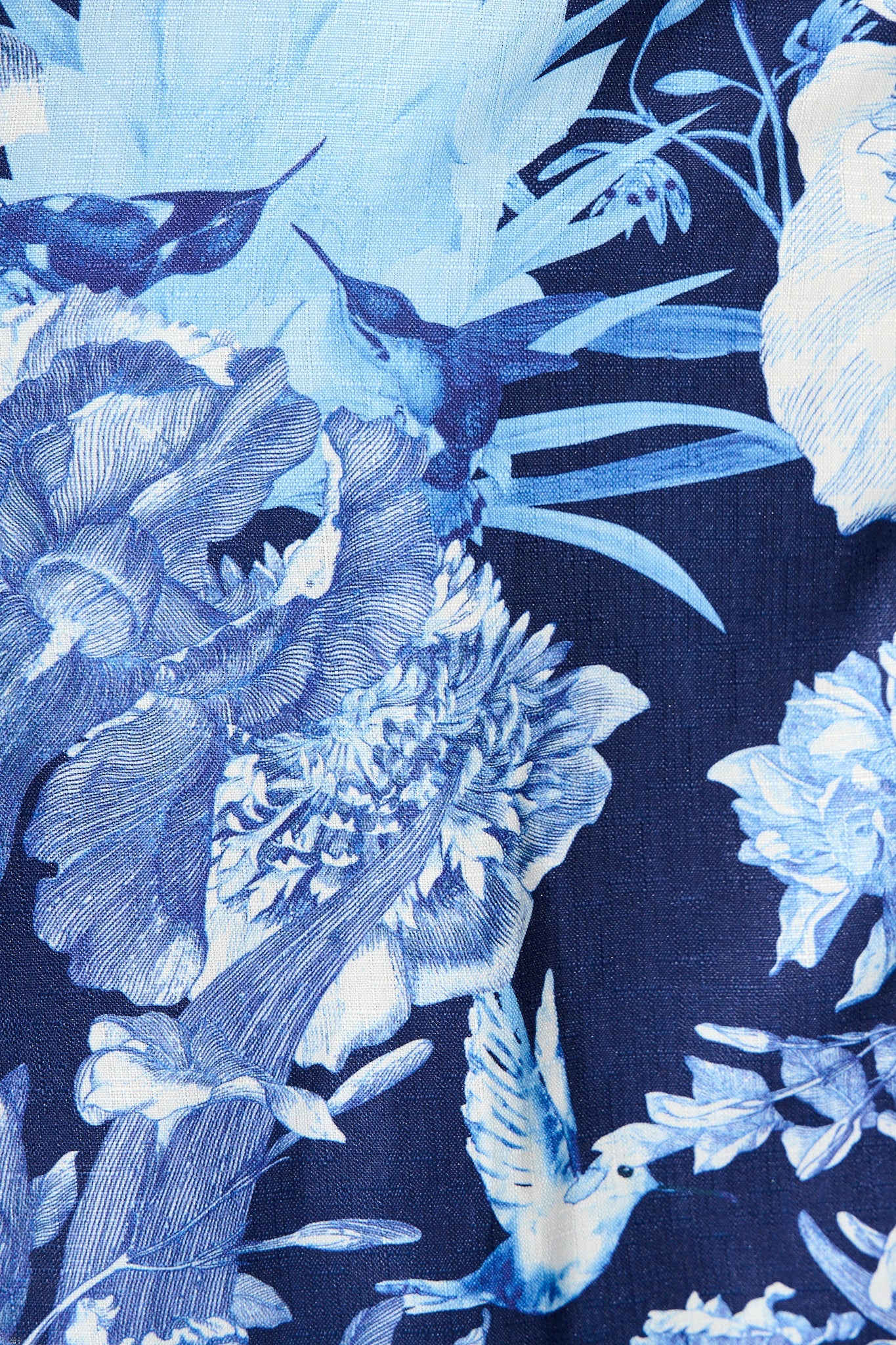 Ocean Serenade Shirt Dress in Navy with Blue Floral Linen Blend