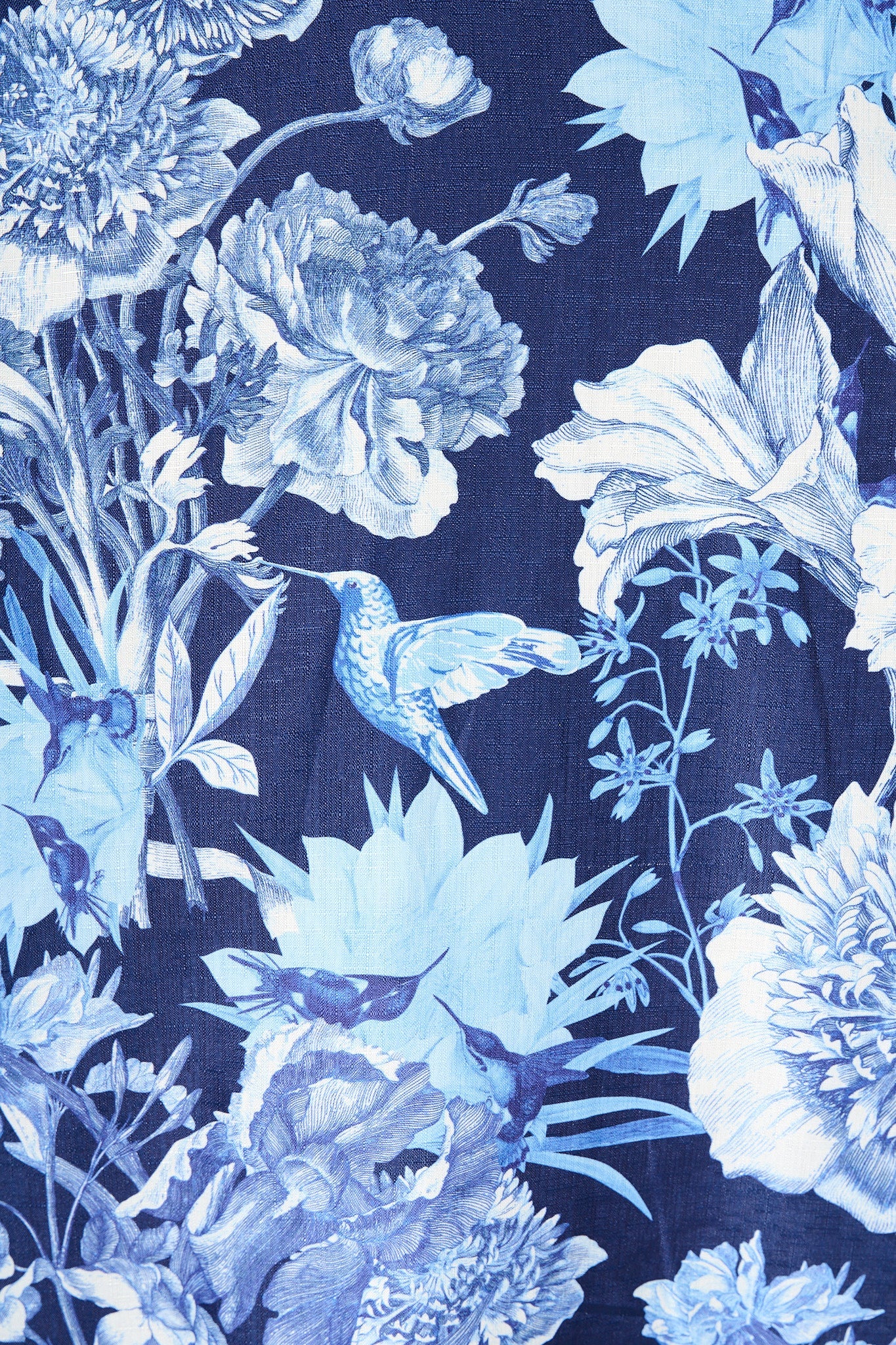 Riviera Maxi Skirt in Navy with Blue Floral Linen Blend