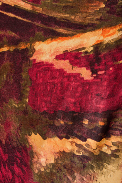 Veiled Illusion Maxi Dress in Multi Watercolour Satin