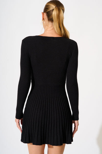 Poised Perfection Knit Dress in Black