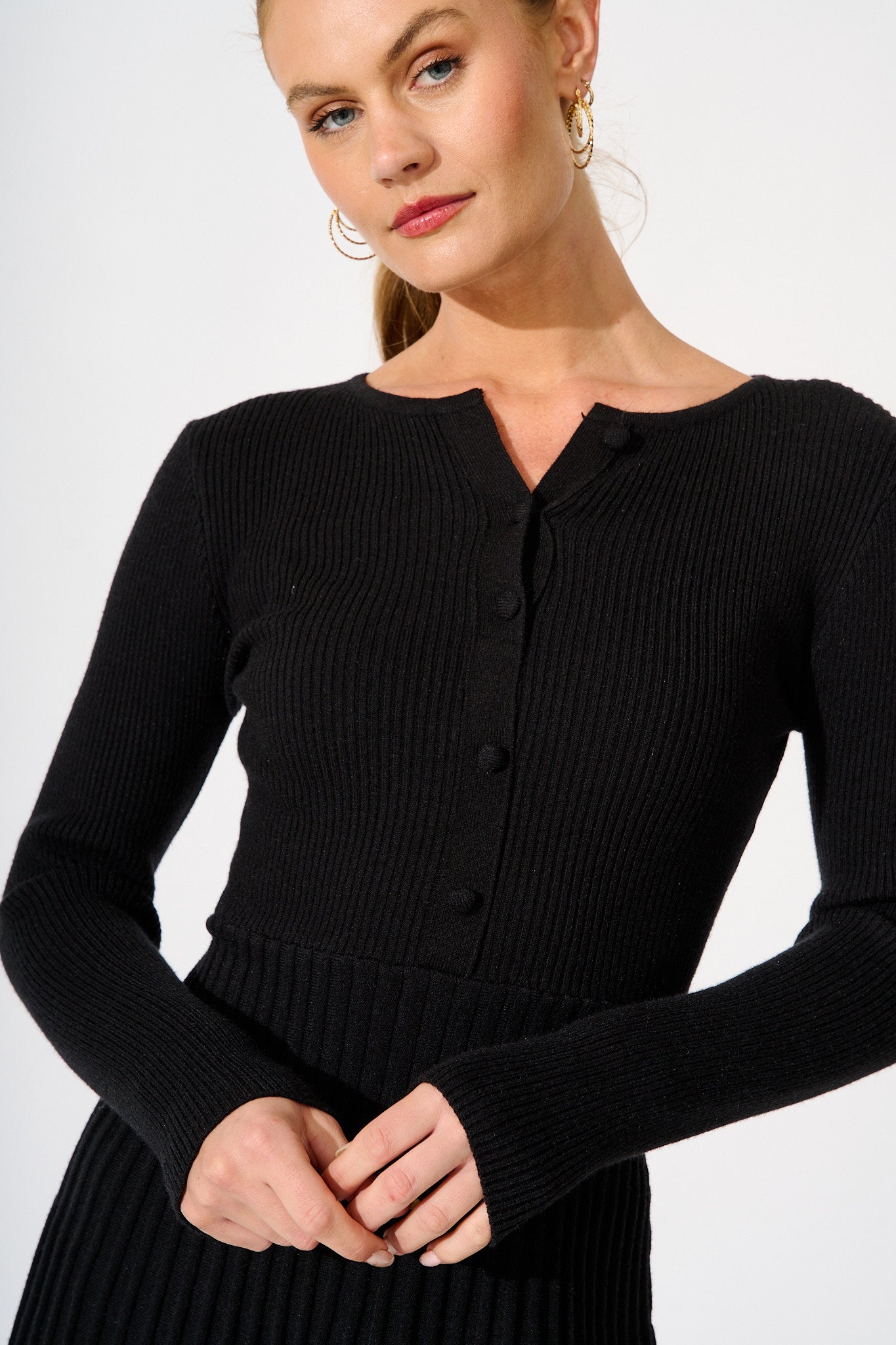 Poised Perfection Knit Dress in Black