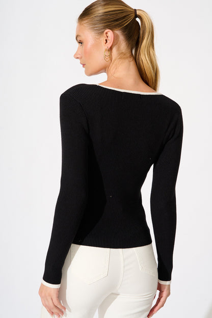 Riveria Knit Top in Black