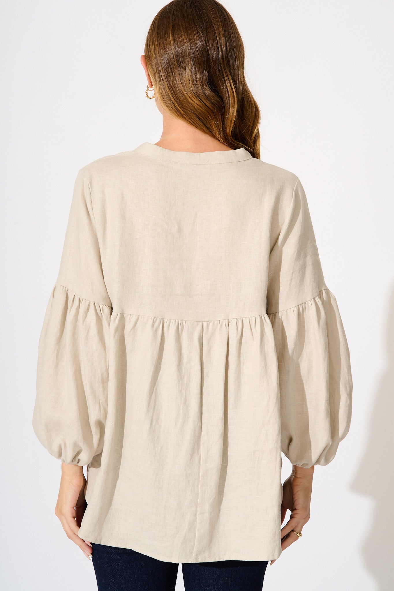 Jasper Top in Beige Linen