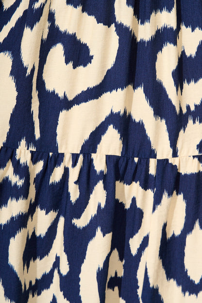 Lydia Midi Dress in Navy Cream Swirl Print