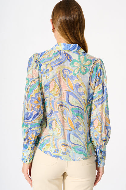 Dahlia Shirt in Blue Multi Print