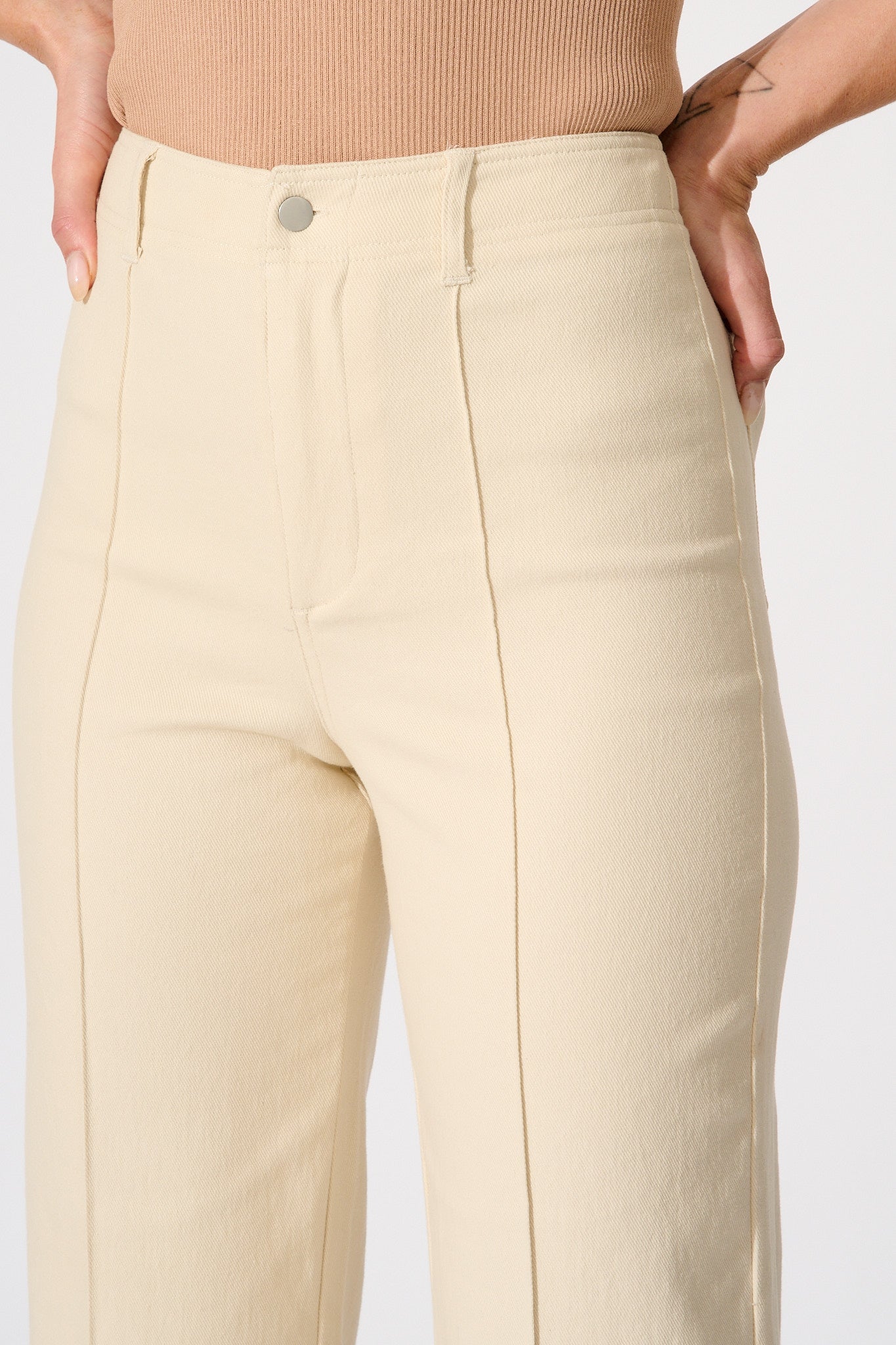 Ezra Jean in Cream Cotton Blend