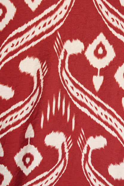 Terri Midi Shirt Dress in Wine with Cream Print