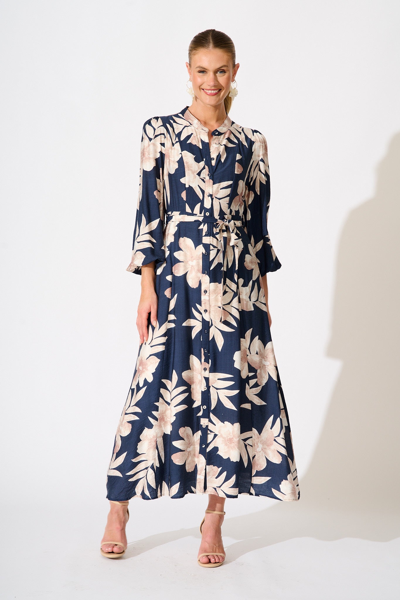 Leilani Maxi Dress in Navy with Cream Floral