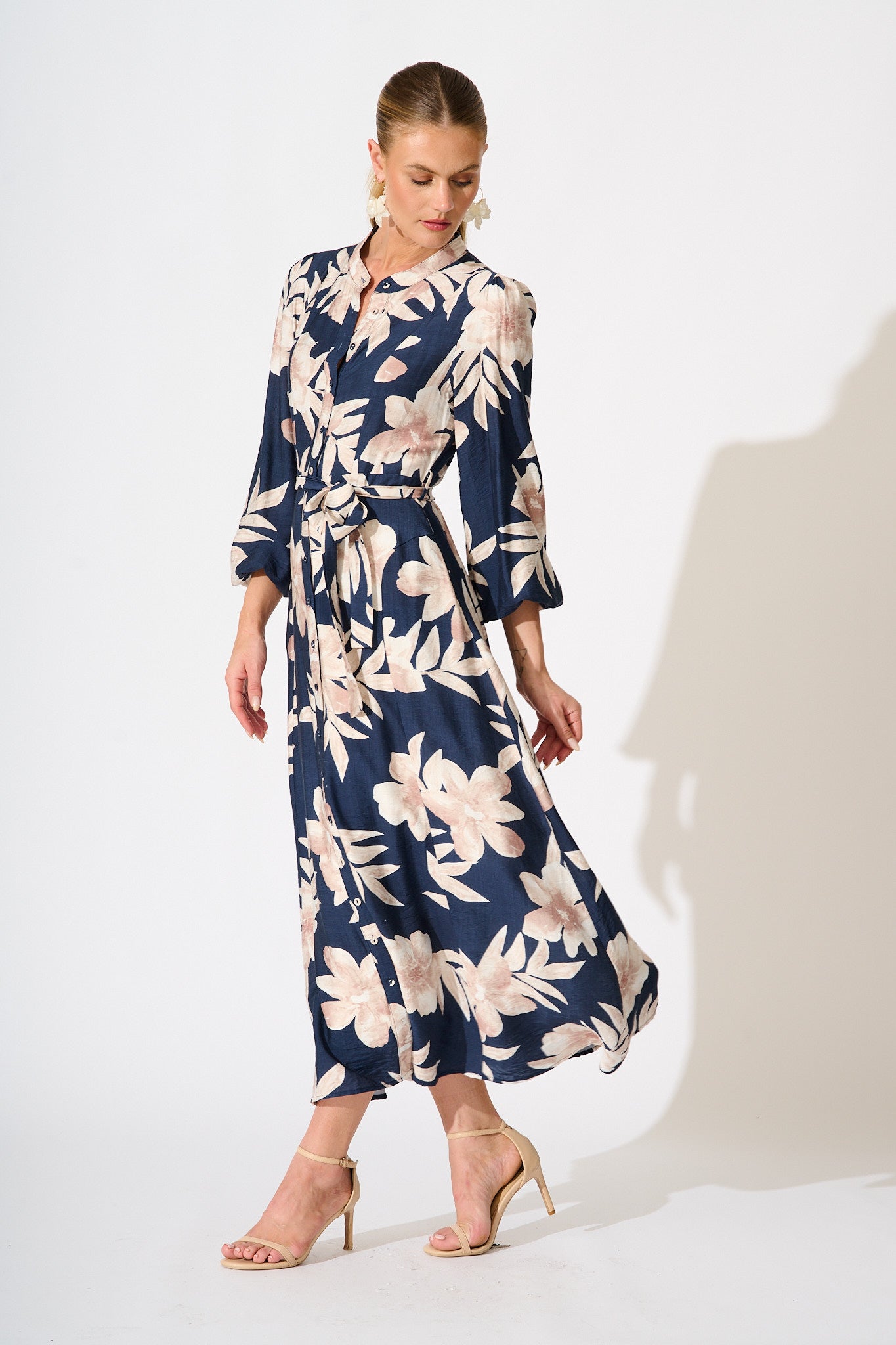 Leilani Maxi Dress in Navy with Cream Floral