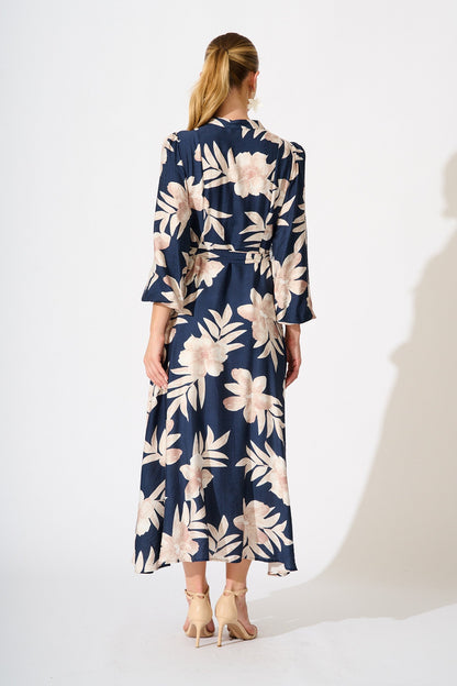 Leilani Maxi Dress in Navy with Cream Floral
