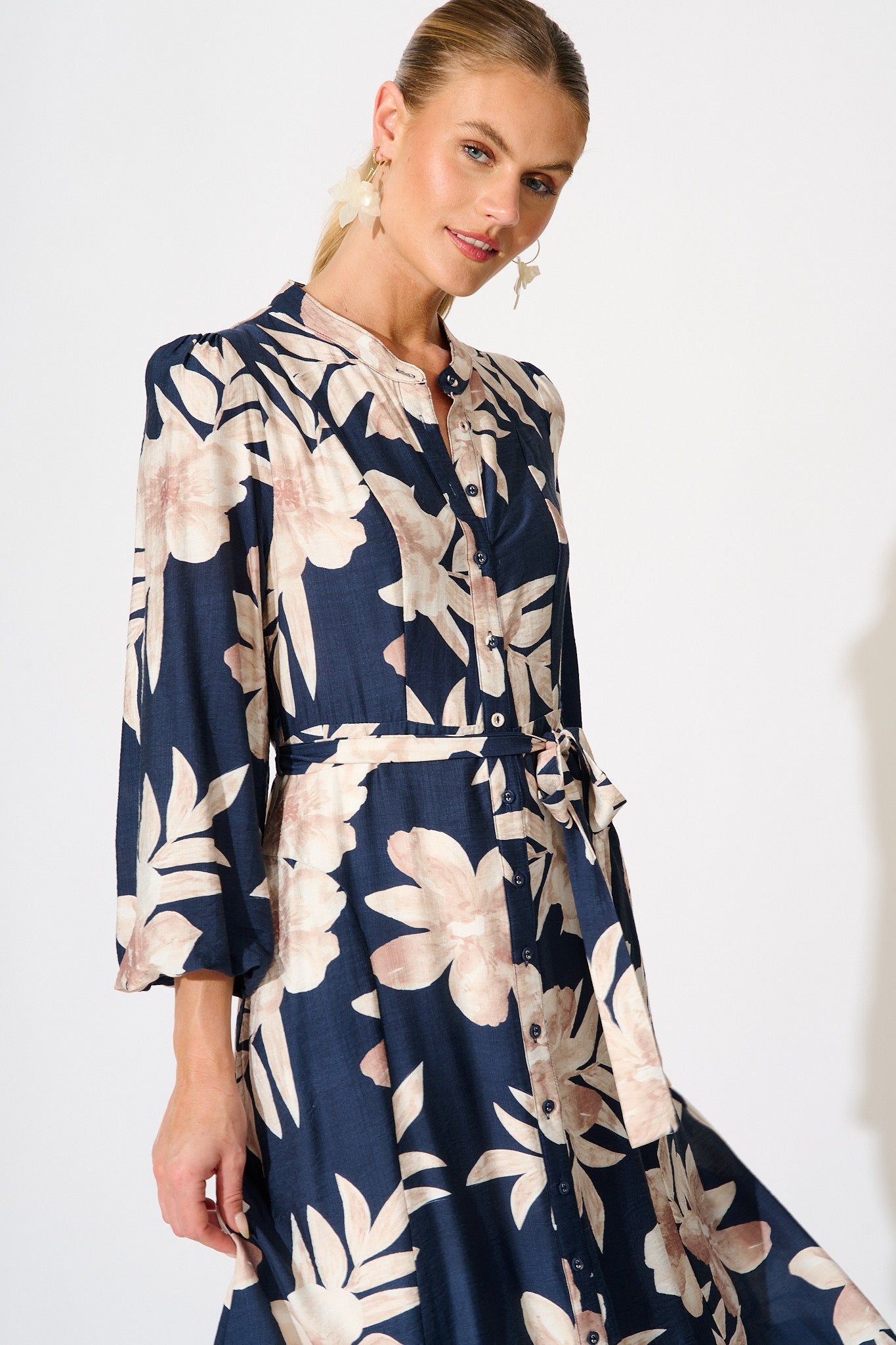 Leilani Maxi Dress in Navy with Cream Floral