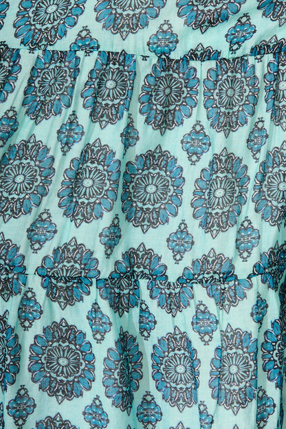 Dorian Dress in Blue Print