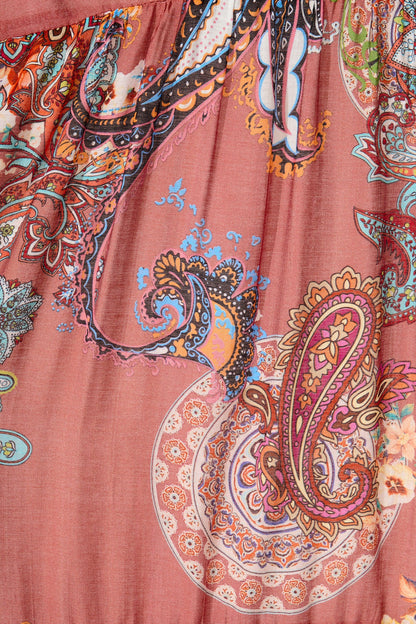 Lottie Midi Dress in Red Print