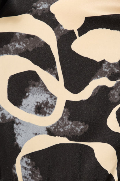 Marge Shirt Dress in Black and Cream Satin