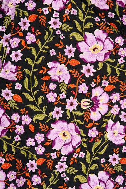 Payton Midi Shirt Dress in Black Multi Floral