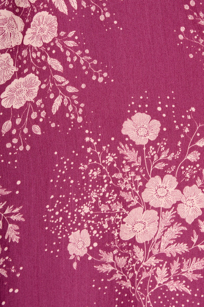 Josephina Midi Shirt Dress in Purple with Pink Floral