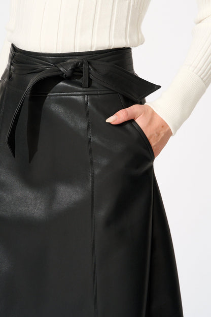 Embrace Midi Skirt in Black Leatherette