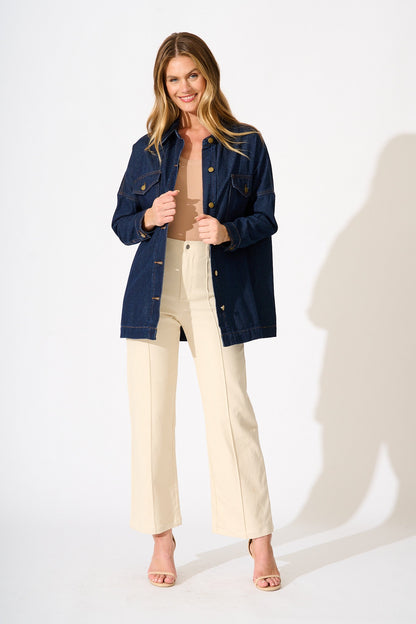 Katya Shacket in Dark Blue Denim