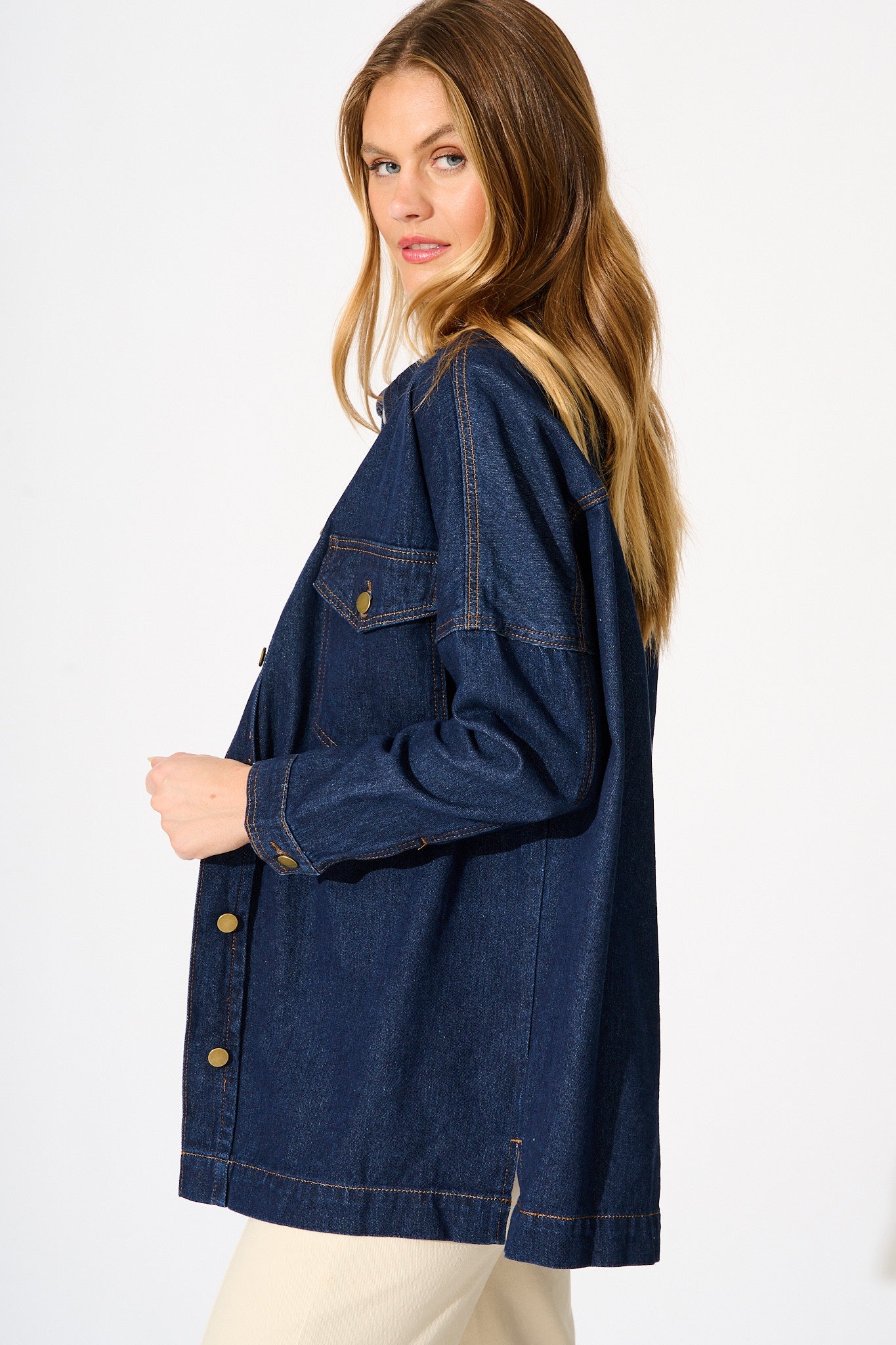 Katya Shacket in Dark Blue Denim