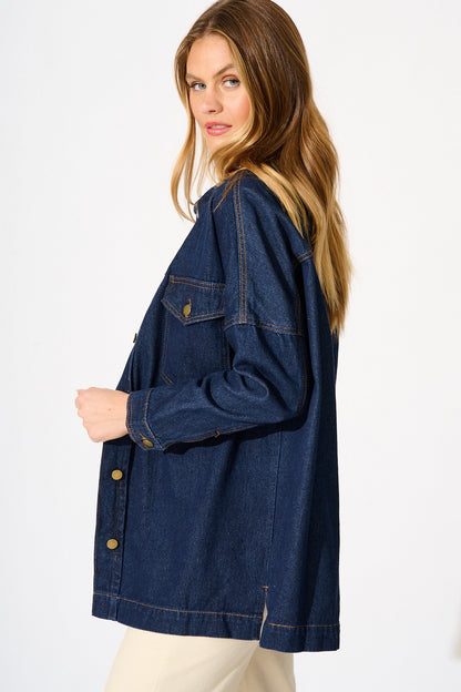Katya Shacket in Dark Blue Denim