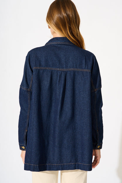 Katya Shacket in Dark Blue Denim
