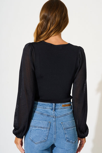 In Your Arms Knit Top in Black