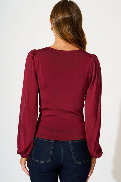 In Your Arms Knit Top in Wine