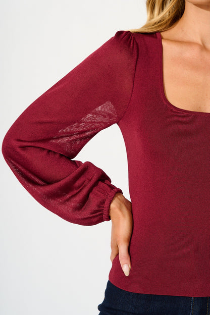 In Your Arms Knit Top in Wine