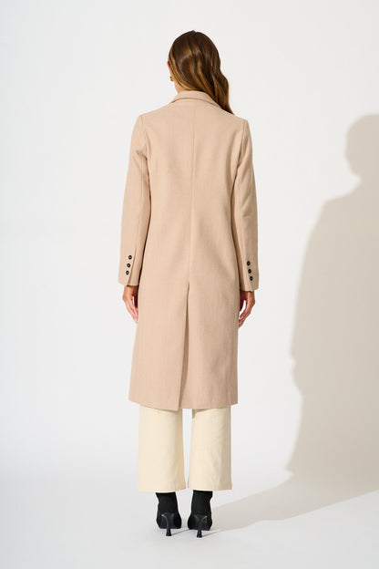 Athena Coat in Light Blush Herringbone