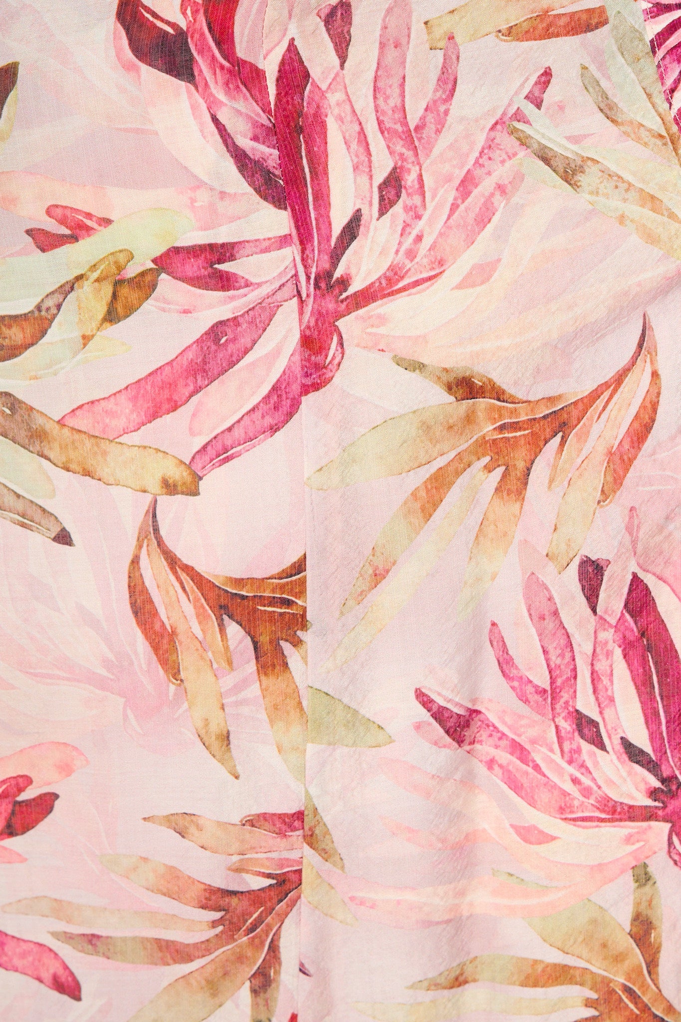 Lira Midi Shirt Dress in Pink Leaf Print