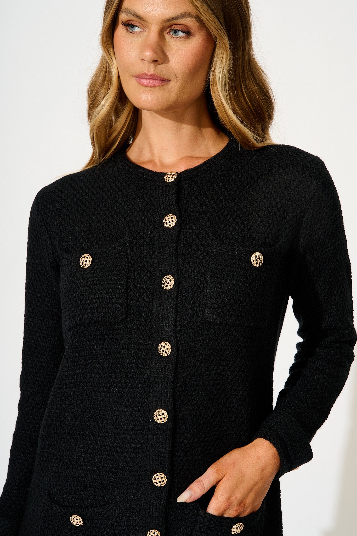 Madison Knit Dress in Black Cotton Blend