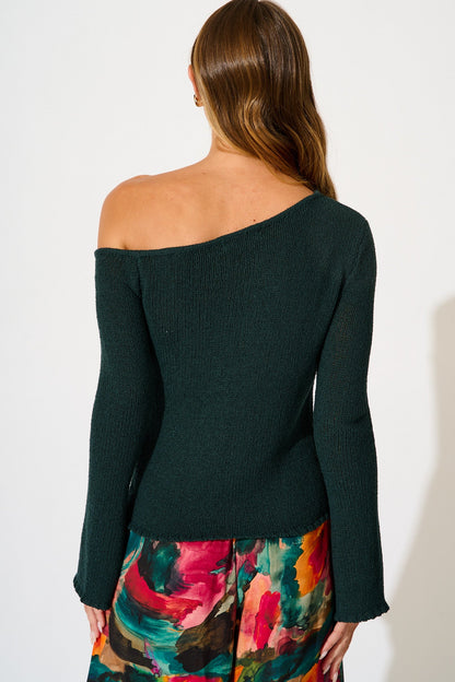 Nerida Off Shoulder Knit Top in Emerald