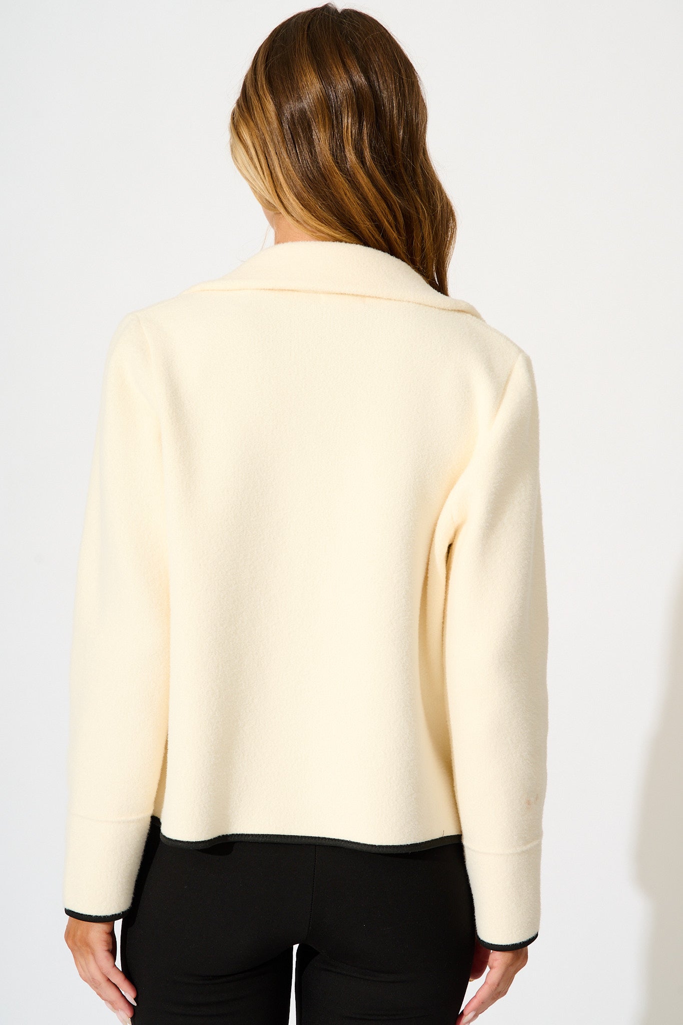 Danika Jacket in Cream with Black Contrast Trim